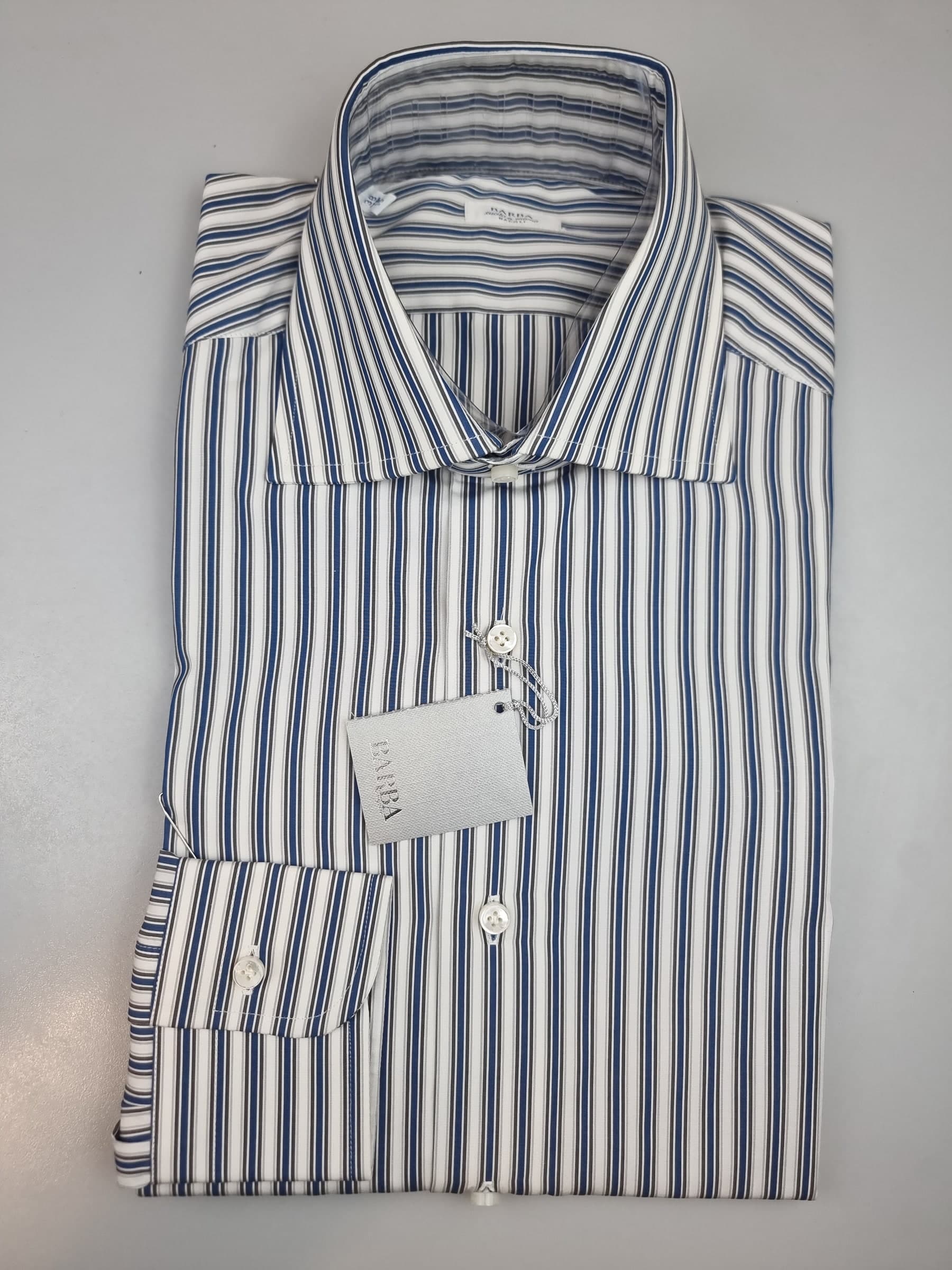 Camicia uomo Barba righe Blu bianche grigio made in Italy - 3