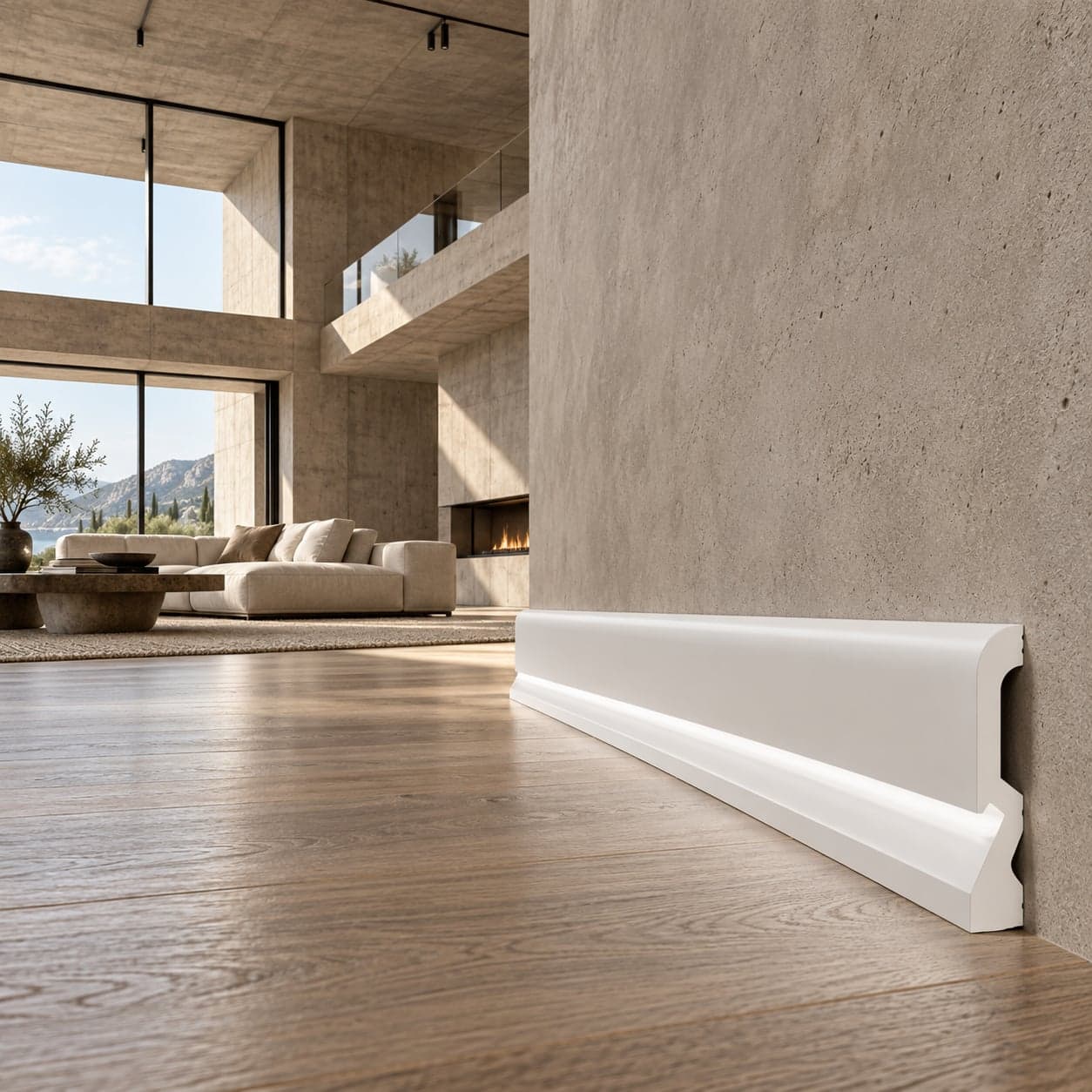 Battiscopa per LED BC Passacavo LUXURY QUALITY 100x18mm in POLIMERI - Polistrutturato (prezzo al metro) - 2