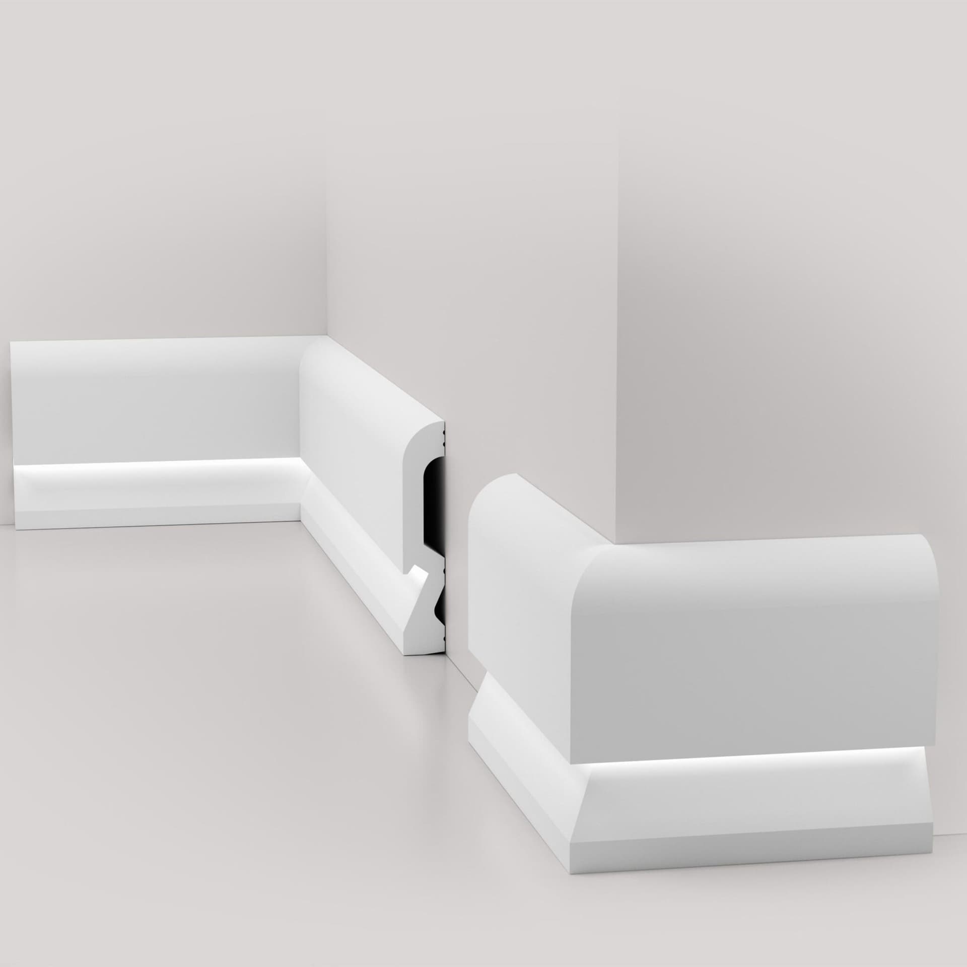 pacco da 128 ML di Battiscopa per LED BC Passacavo LUXURY QUALITY 100x18mm in POLIMERI - Polistrutturato - 5