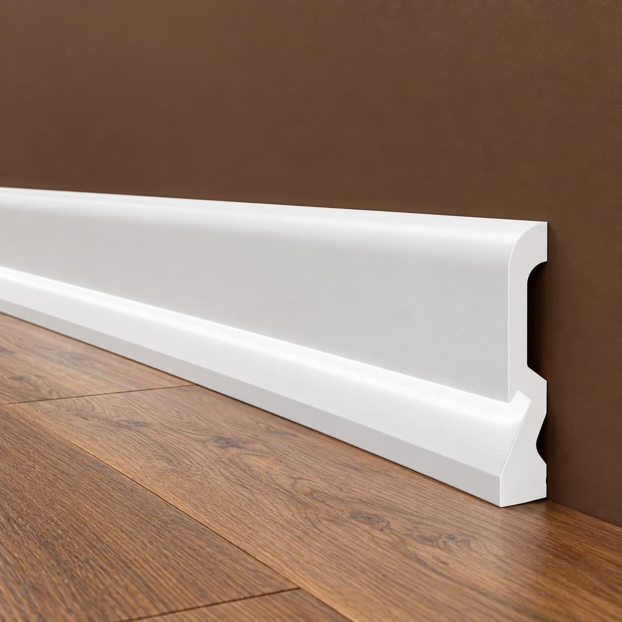 pacco da 128 ML di Battiscopa per LED BC Passacavo LUXURY QUALITY 100x18mm in POLIMERI - Polistrutturato - 6