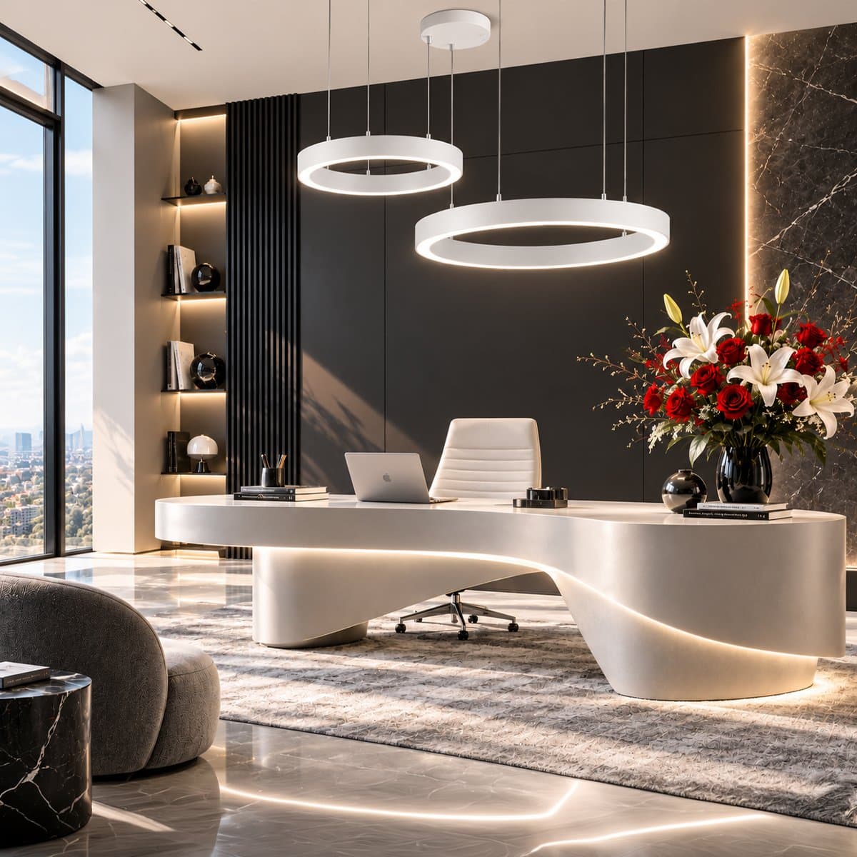 Lampadario moderno Promoluce GAME BIS S60+S80 WH IN&OUT LED CCT 6500LM biemissione alluminio bianco silicone - 2