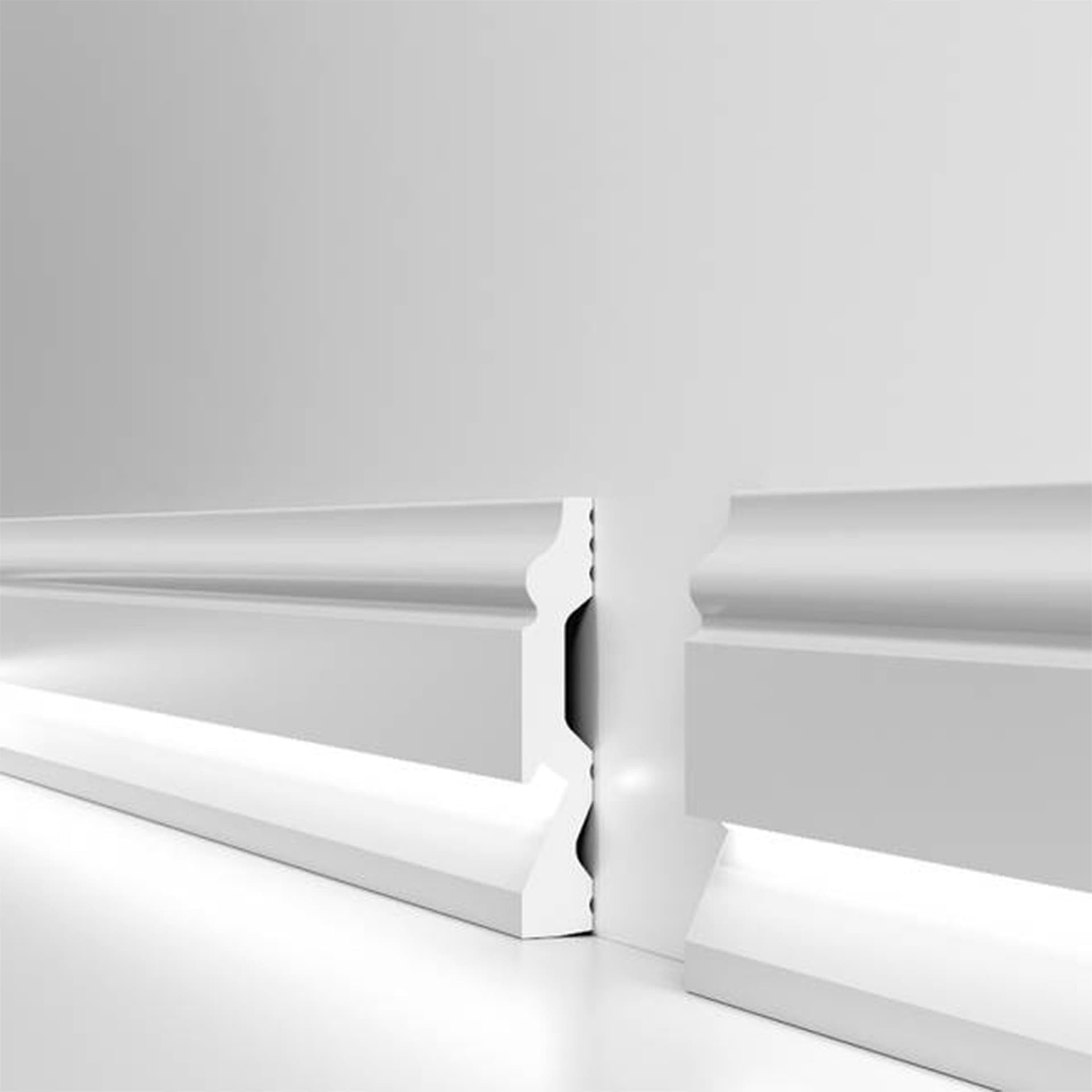 pacco da 128 ML di Battiscopa per LED DUCALE Passacavo LUXURY QUALITY 100x18mm in POLIMERI - Polistrutturato - 5