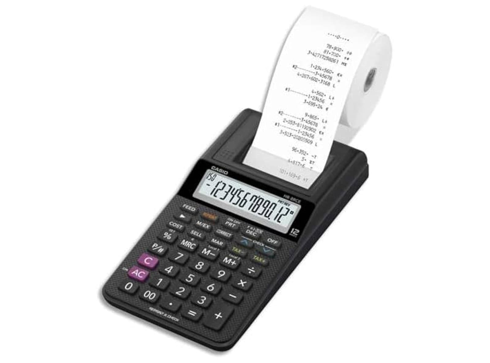 Calcolatrice Casio HR-8RCE-BK Scrivente Portatile Display LCD a 12 Cifre Funzioni Check & Correct After Print e Re-Print Include Scatola Originale Nero - 2