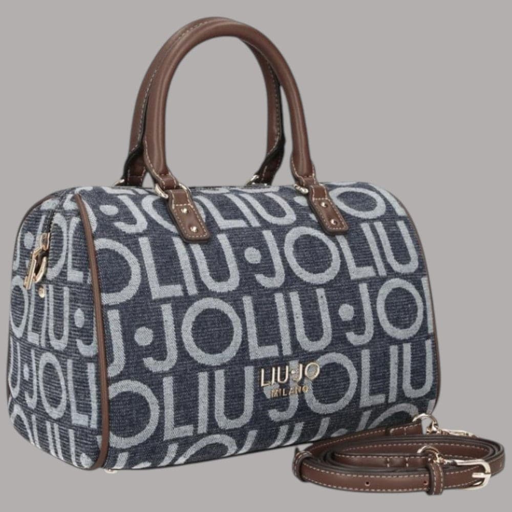 Borsa bauletto Liu Jo Evrim in jacquard logato denim - 2