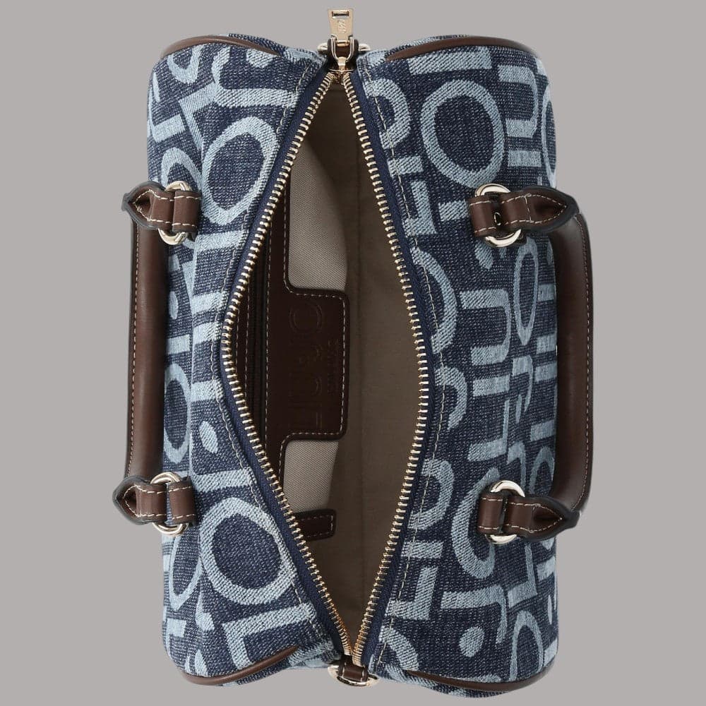 Borsa bauletto Liu Jo Evrim in jacquard logato denim - 4