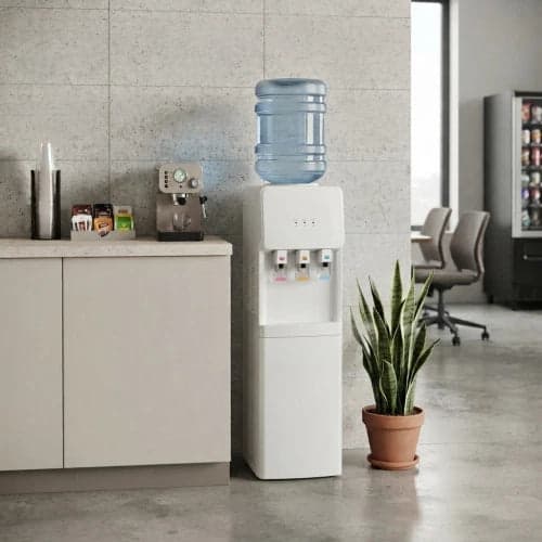 Dispenser d'Acqua da Pavimento con Vano Portaoggetti - Bianco - 2