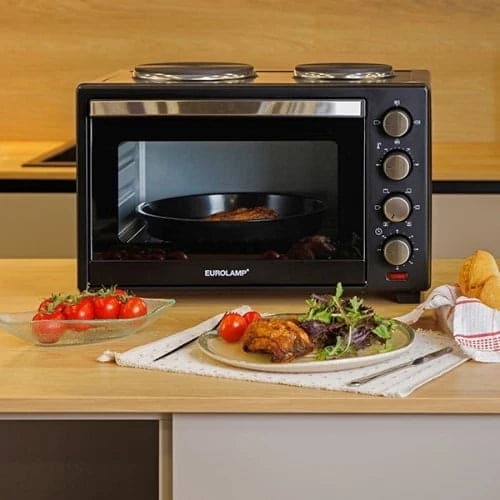 Fornetto Elettrico Ventilato 38 Litri con 2 Piastre - 3300W - Nero - 2