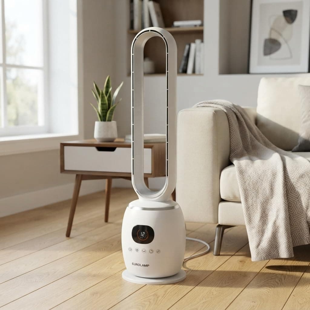 Ventilatore a Torre Senza Pale 30W con Motore DC e Telecomando - Bianco - 2