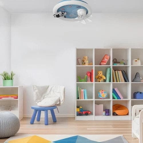 Ventilatore da Soffitto per Bambini Astronauta Blu 15W con Luce LED 48W e Telecomando - 2