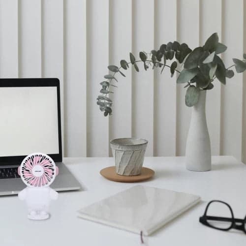Ventilatore Portatile Ricaricabile USB Ø8 cm - Bianco/Rosa - 2