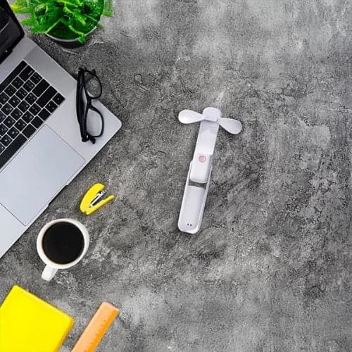 Ventilatore Portatile Ricaricabile USB Pieghevole Ø8 cm - Bianco - 3