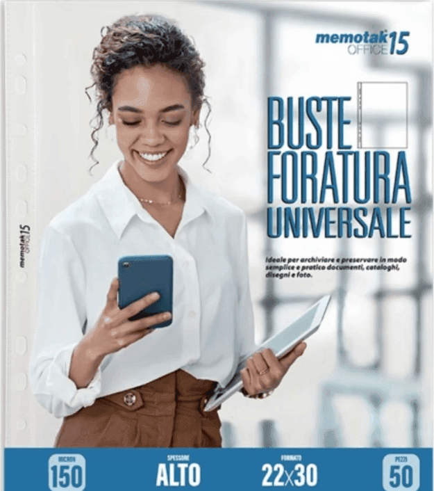 Memotak - Buste 4 fori  22x30 150 micron 50 pz. - 2