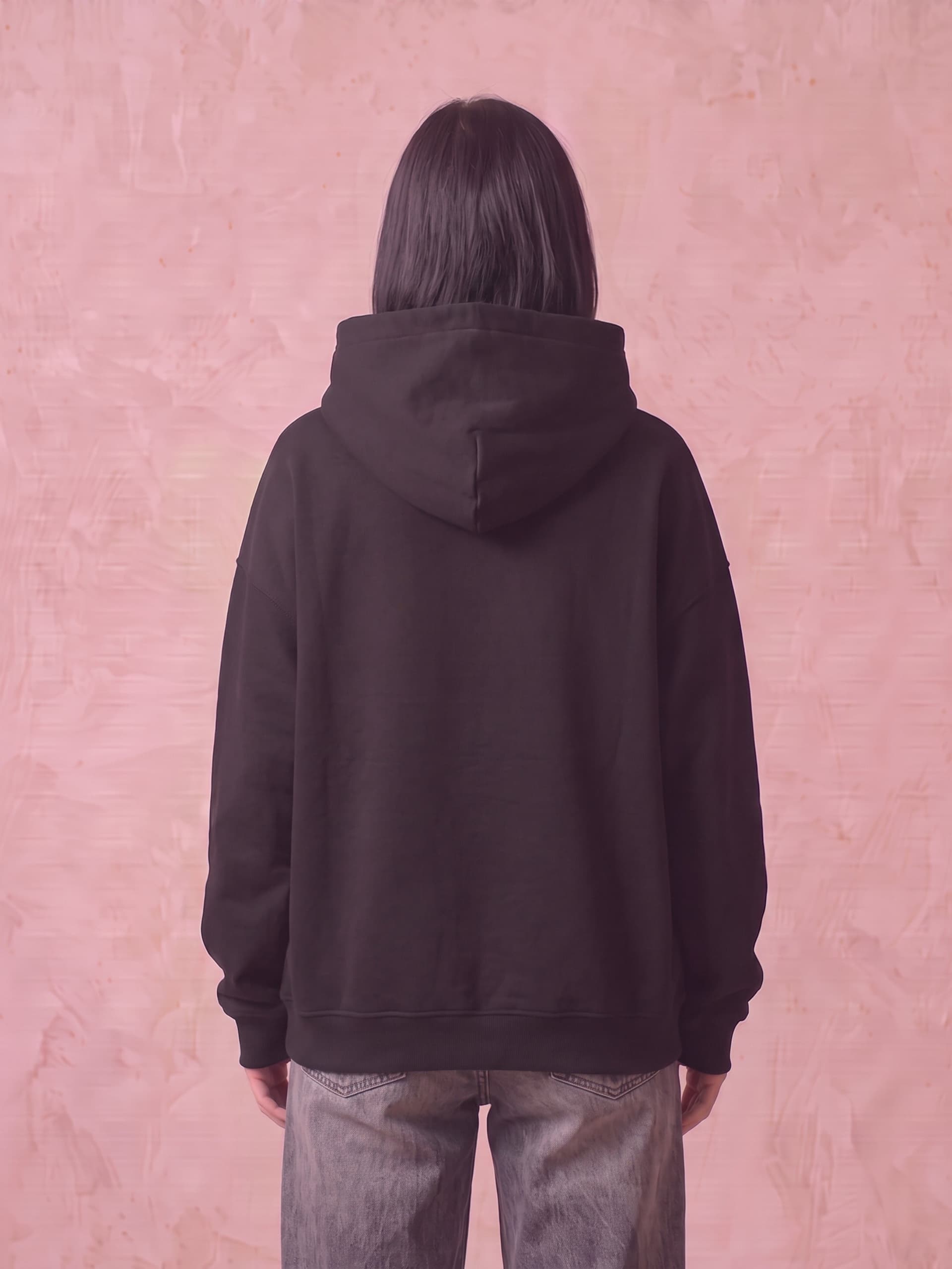 Felpa con Cappuccio Oversize Donna Taped – Nera, Garzata 330g - 2