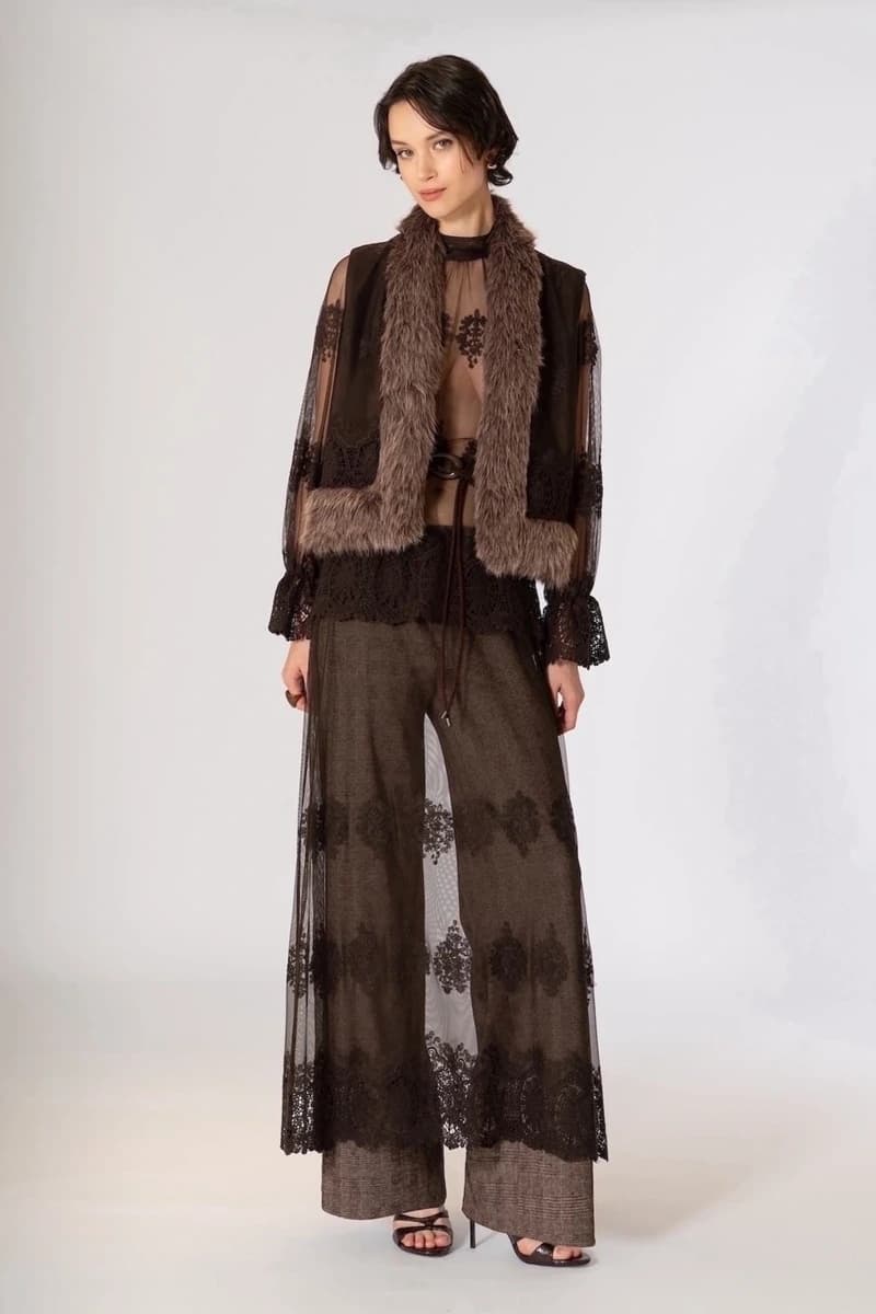 Gilet ecopelliccia con inserto pizzo | SISTE'S