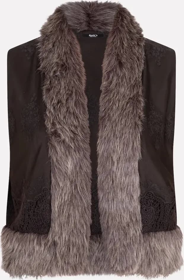 Gilet ecopelliccia con inserto pizzo | SISTE'S - 2