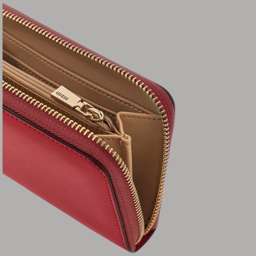 Portafoglio Guess Audrey zip around medio Cherry - 4