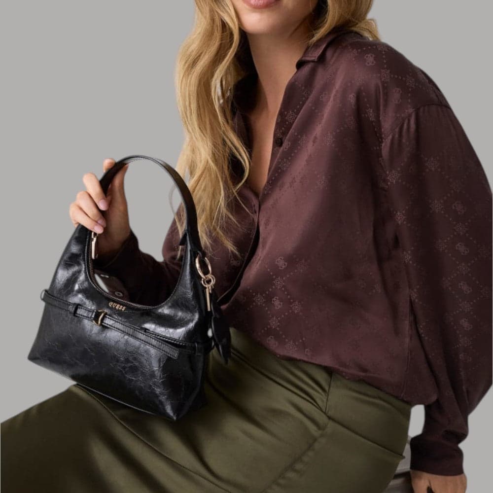 Borsa hobo mini Guess Taylor nera con zip - 2