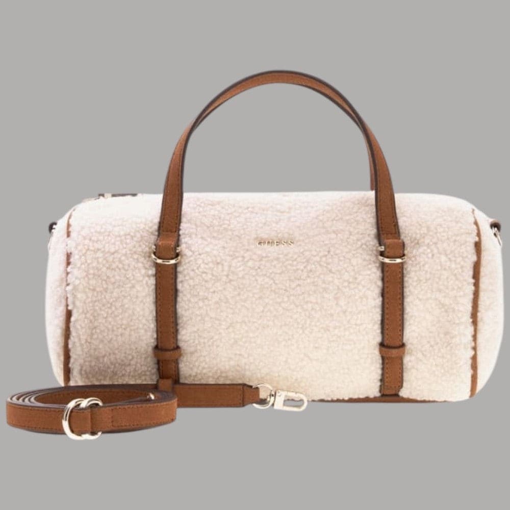 Mini borsa a tracolla Guess Taylor effetto teddy bianca - 6
