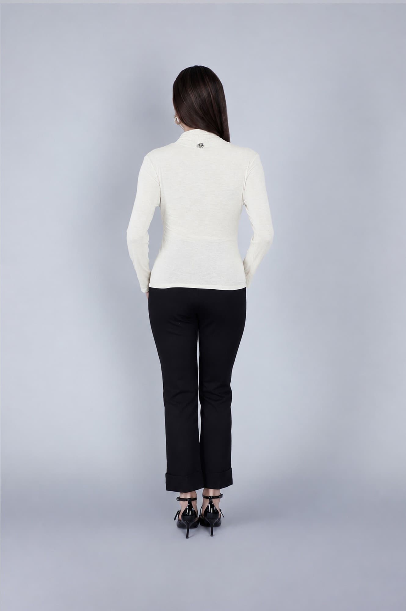 TSHIRT MISTO CACHEMIRE SCOLLO DRAPPEGGIATO - 2