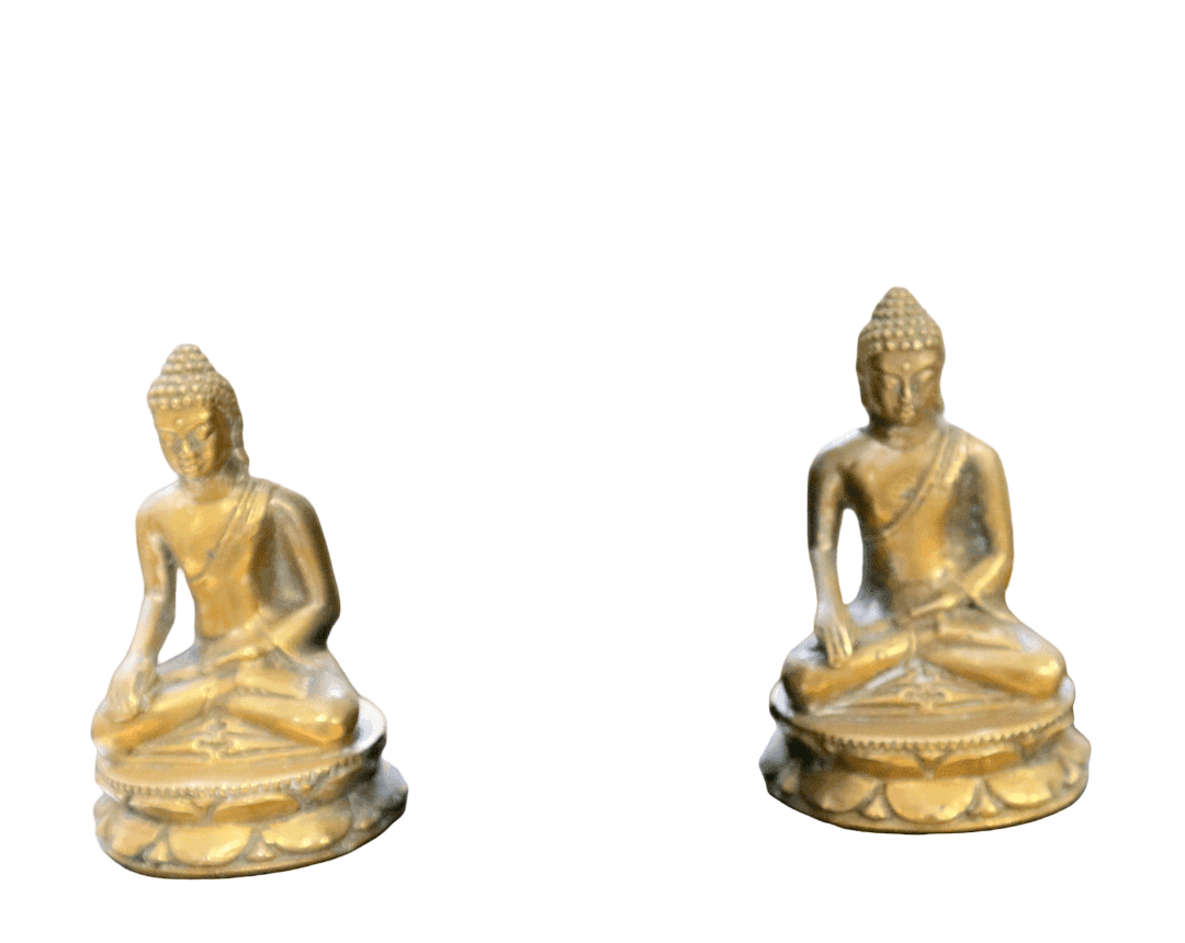 Lampada da tavolo etnica in legno con doppio Buddha in metallo – Indonesia - 10