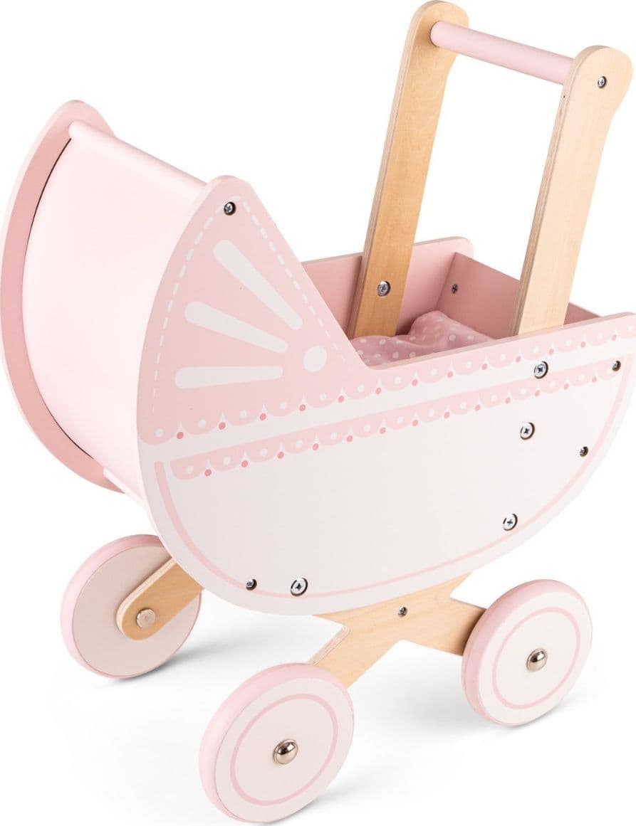 Carrozzina per Bambole in Legno Woet Rosa con Lettino - 2