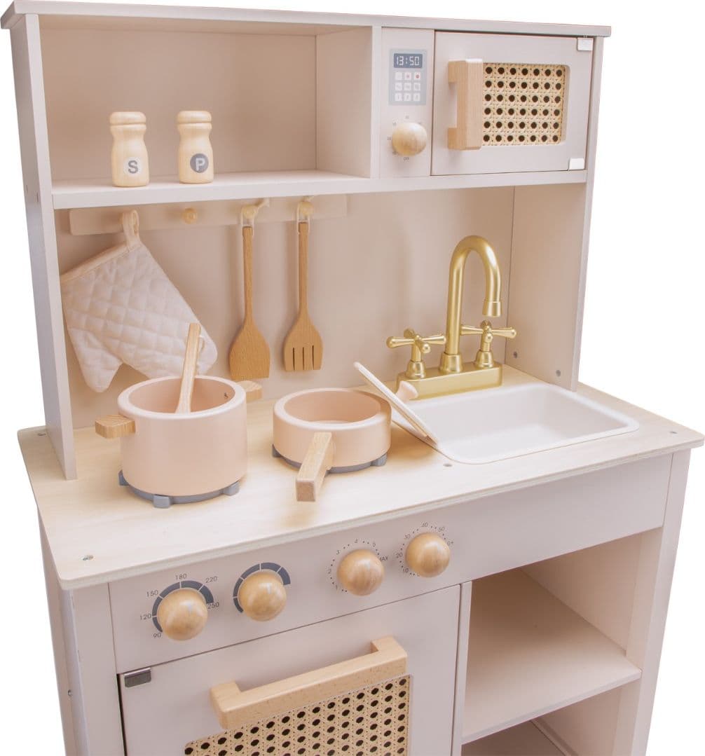Cucina Giocattolo in Legno Woet Rattan Rosa - 3