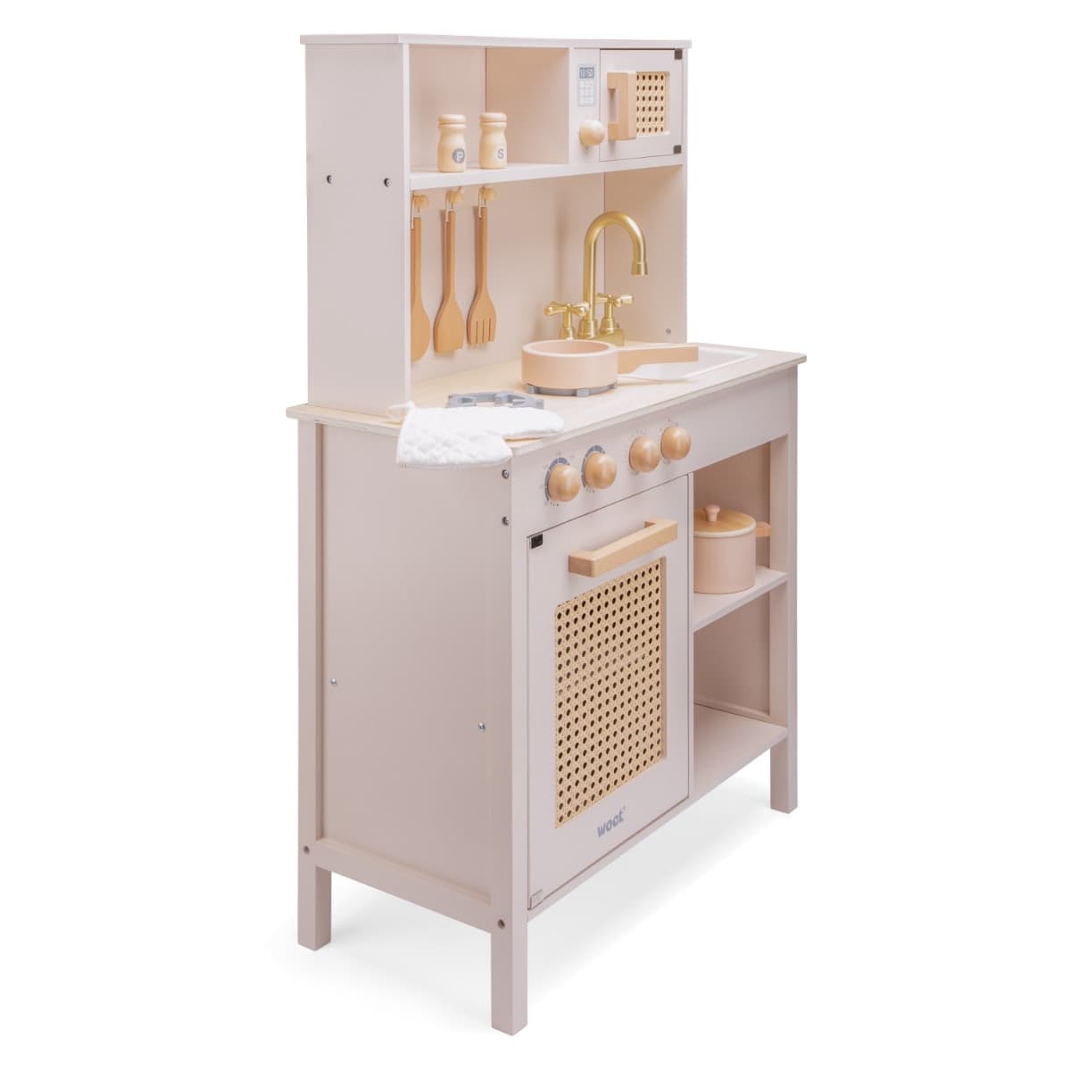 Cucina Giocattolo in Legno Woet Rattan Rosa - 5