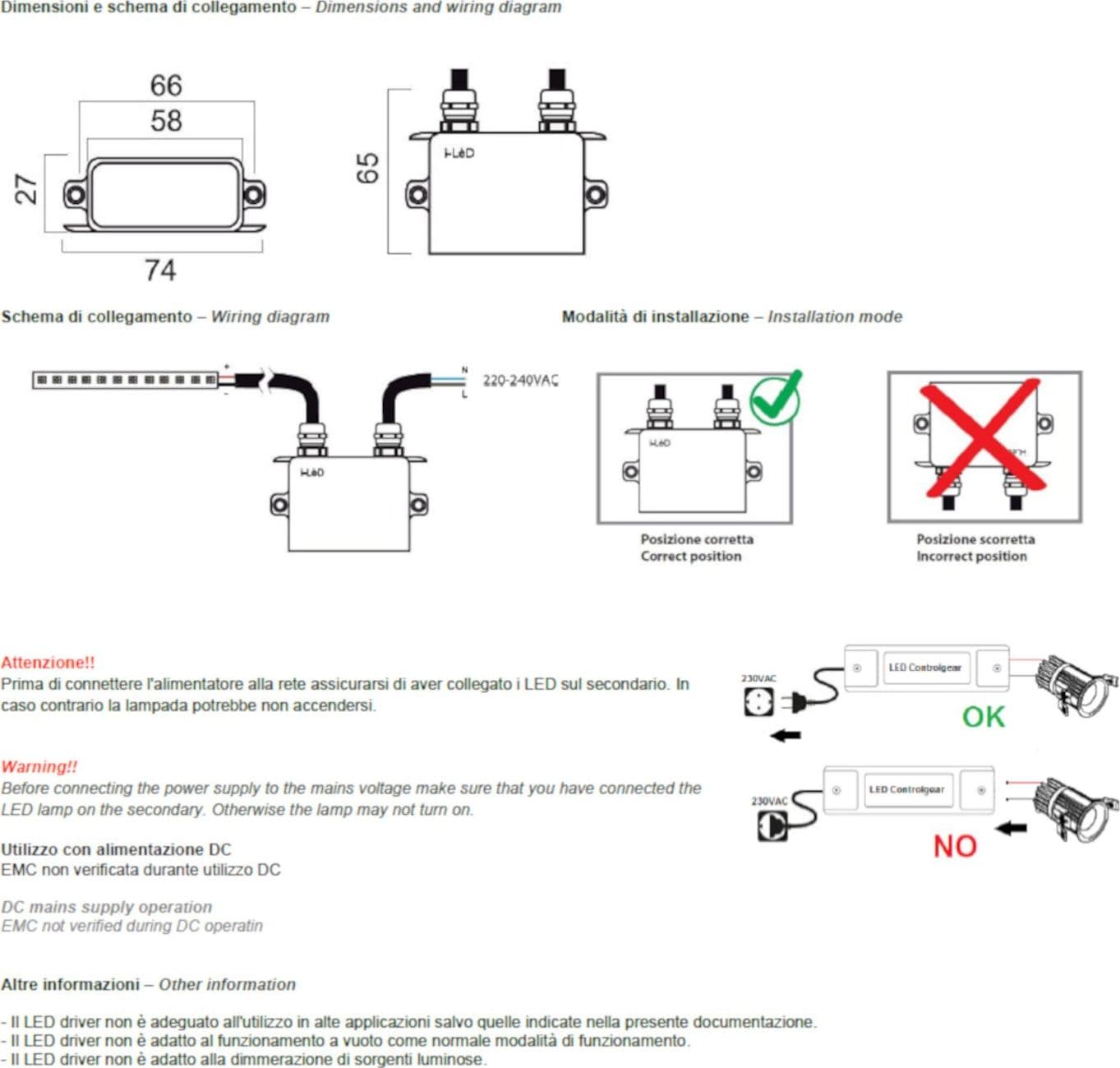 Alimentatore Linea Light 89421 on/off IP67 - 2