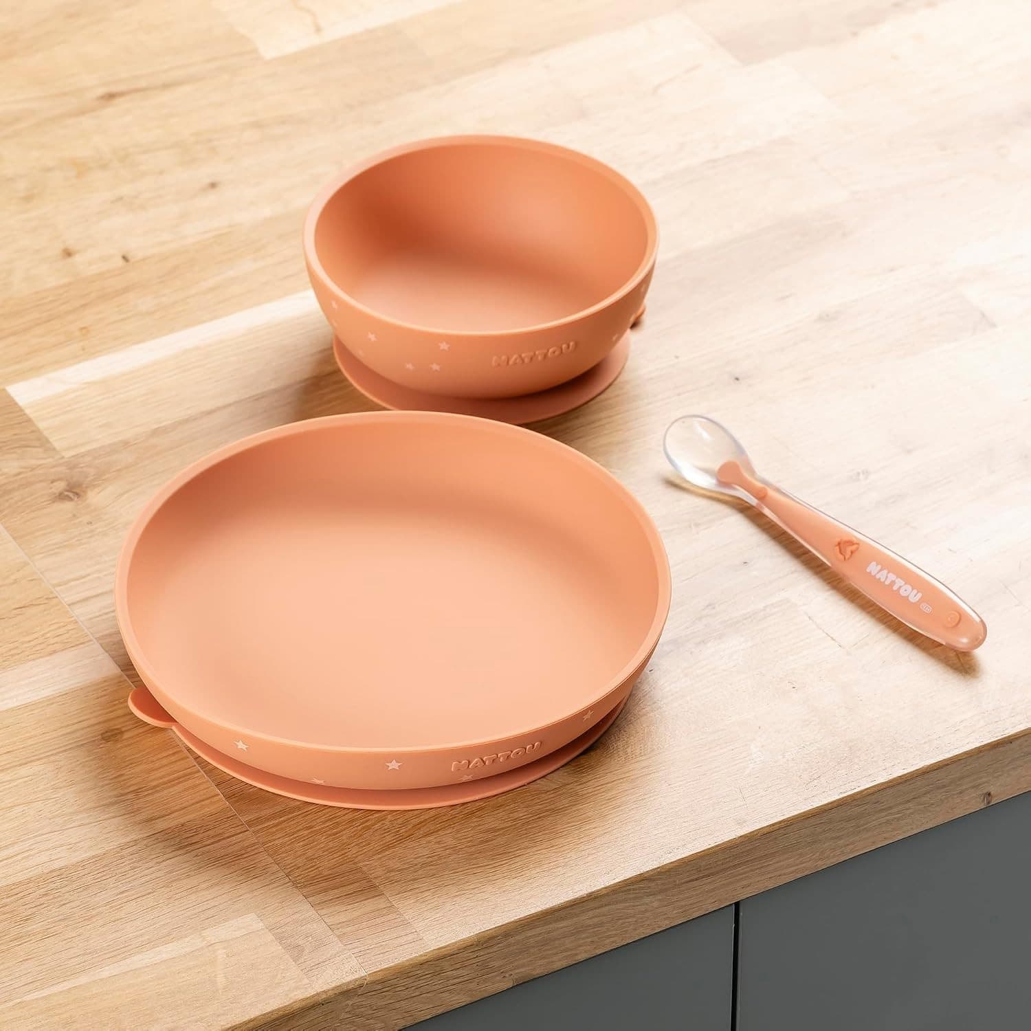 Nattou - Set Pappa 3 pezzi Stelline Terracotta - 3