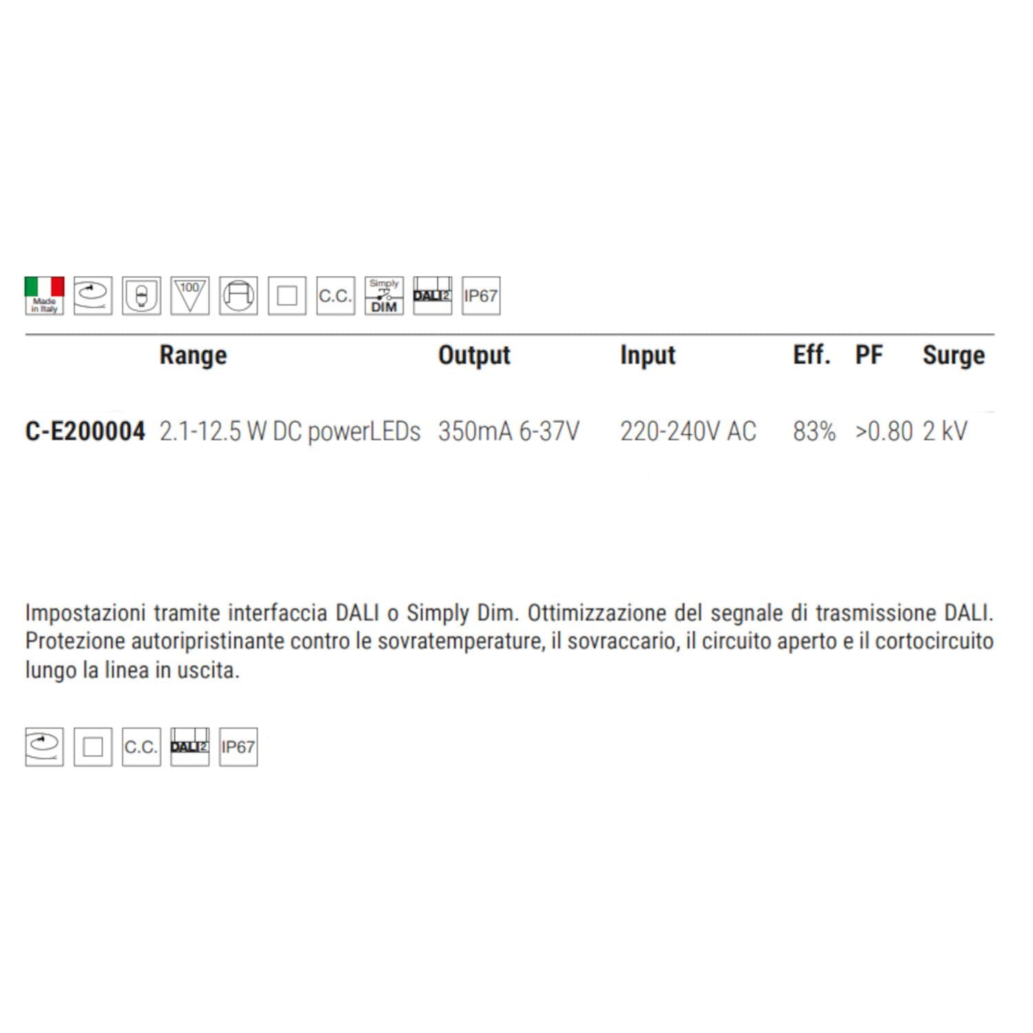 Alimentatore Linea Light C-E200004 IP67 dimmerabile - 3