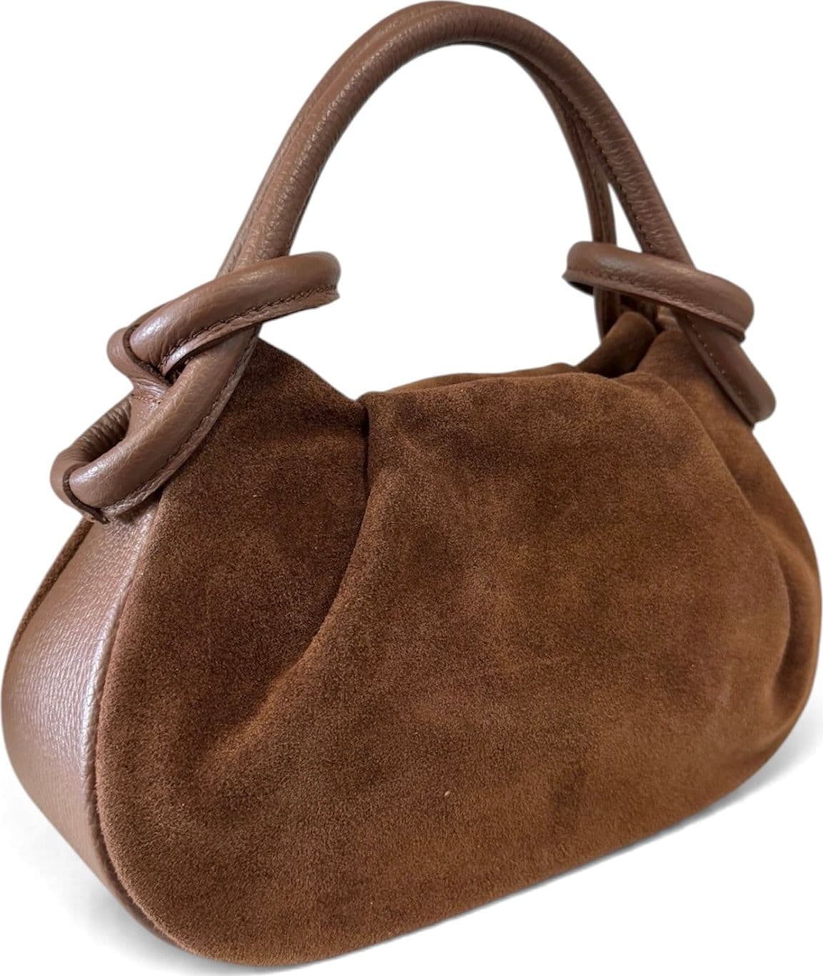 Modarno Borsetta a mano con manico convertibile "Linda" in Camoscio vera pelle 28x8x16cm - 4
