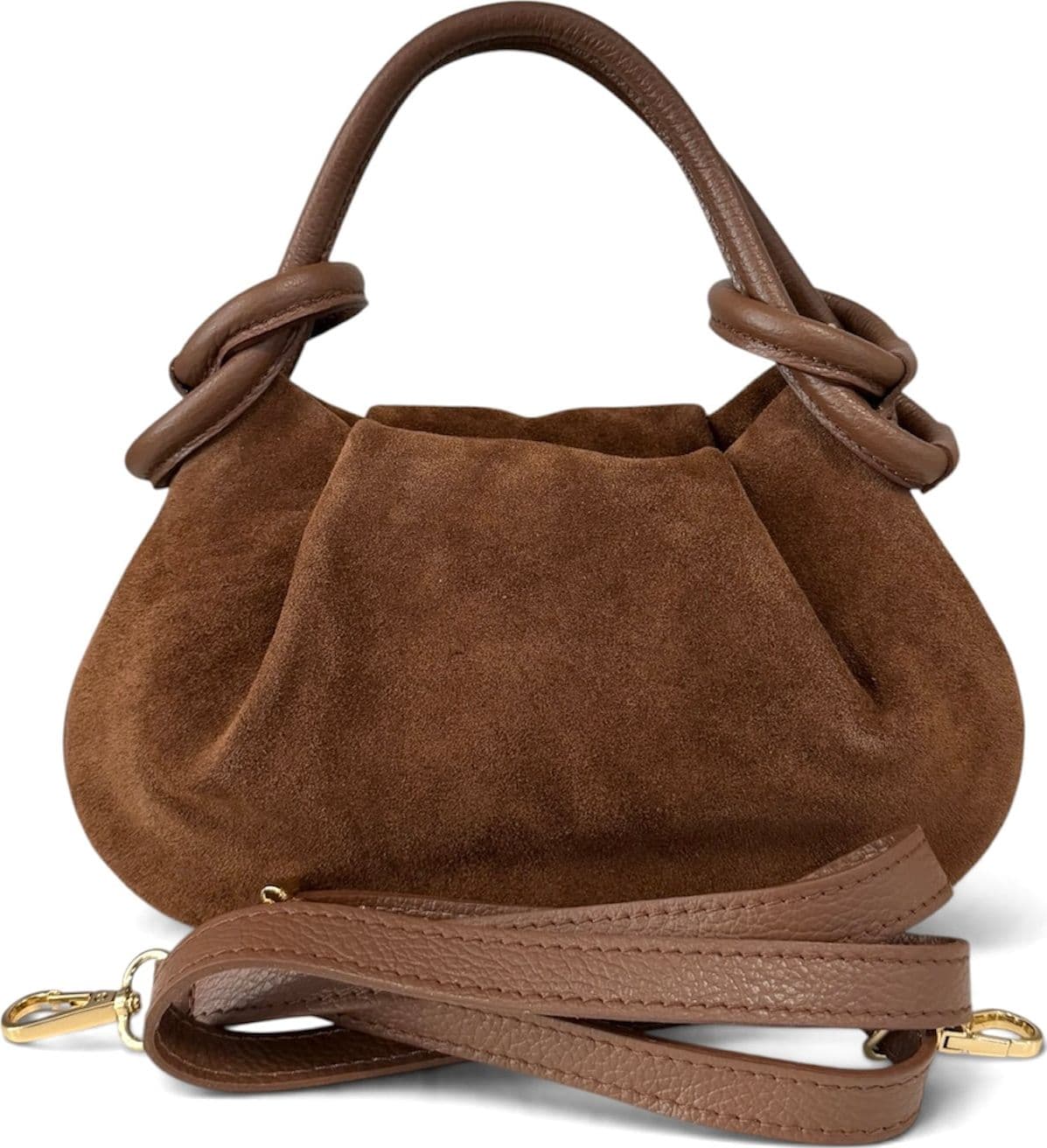 Modarno Borsetta a mano con manico convertibile "Linda" in Camoscio vera pelle 28x8x16cm - 5