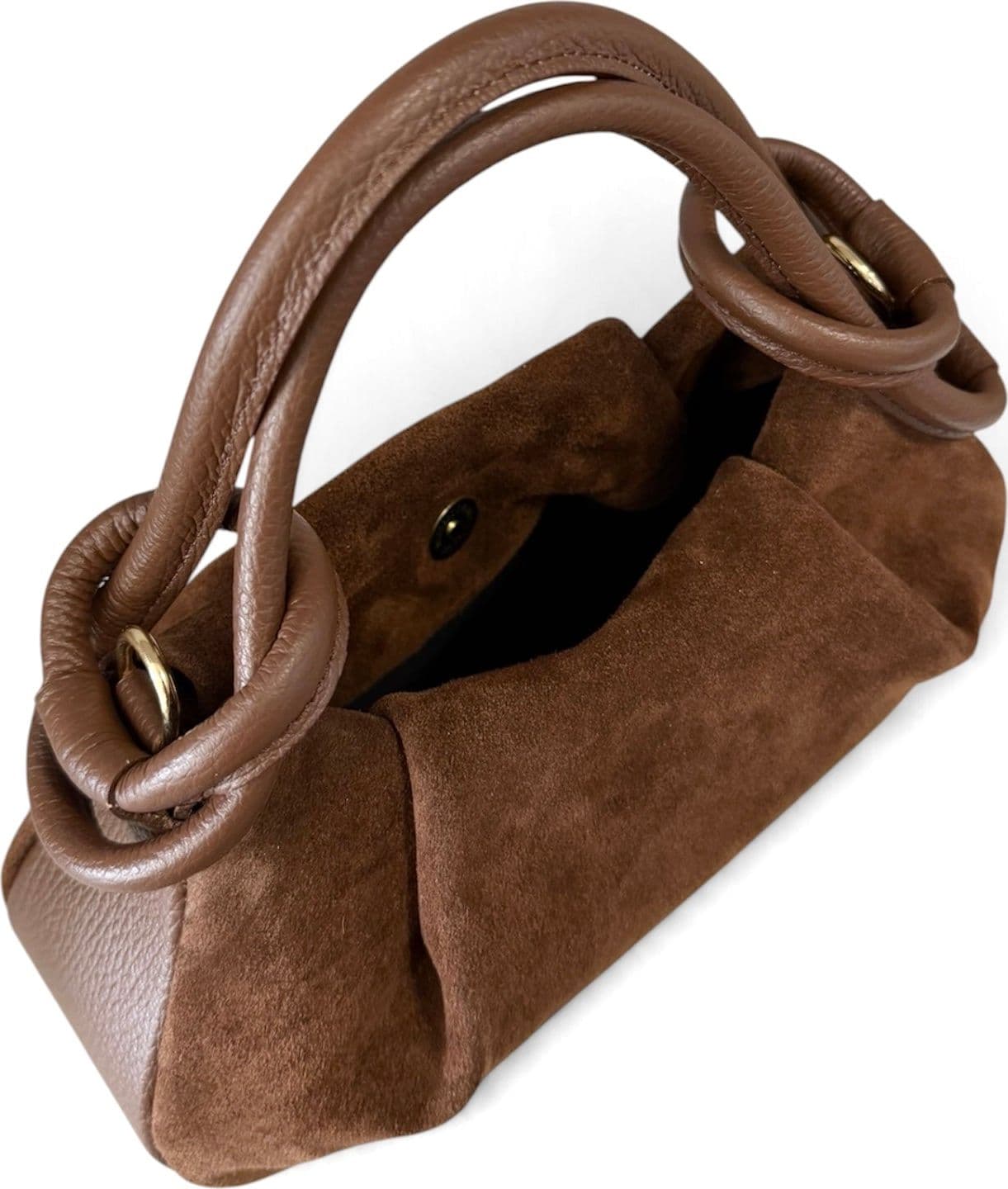 Modarno Borsetta a mano con manico convertibile "Linda" in Camoscio vera pelle 28x8x16cm - 6