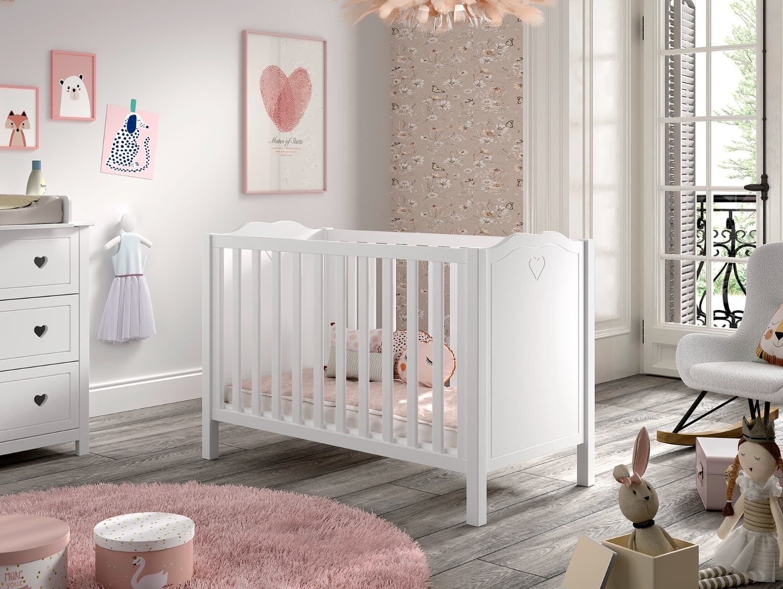 Lettino 60x120 Amori Vipack - Bianco - 4