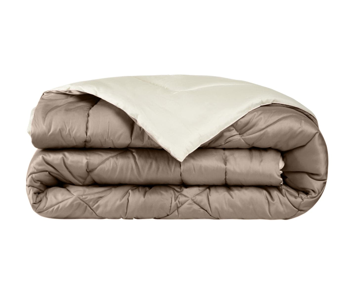 Trapuntino 100g bifaccia-double face in raso di puro cotone Made in Italy Tortora/Beige - 2