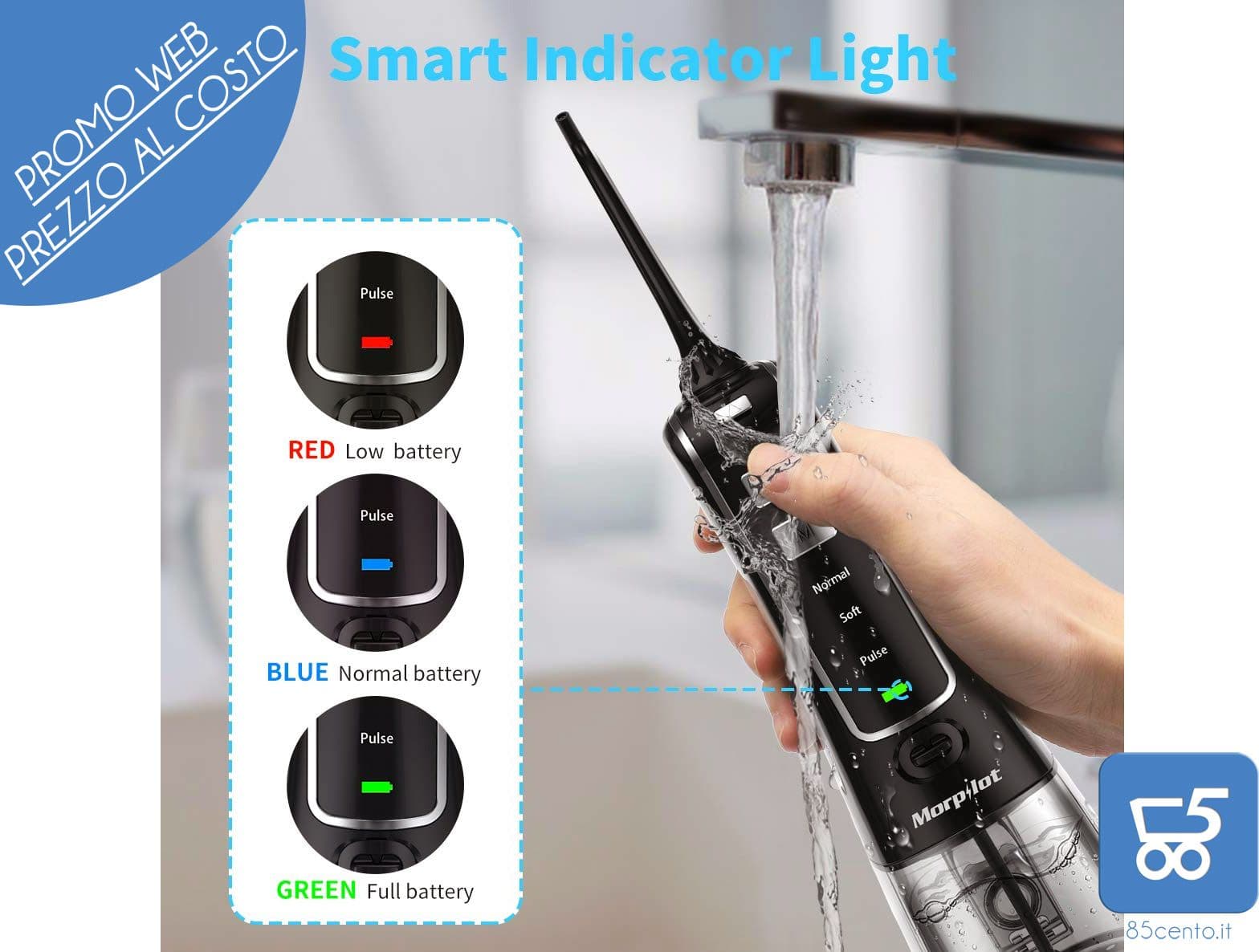 Idropulsore Dentale Portatile Irrigatore Orale Pulitore Denti Elettrico con Serbatoio 300ml 4 Modalità Ricaricabile USB e Impermeabile IPX7 - 6