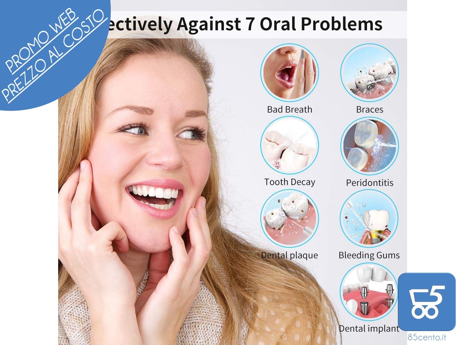 Idropulsore Dentale Portatile Irrigatore Orale Pulitore Denti Elettrico con Serbatoio 300ml 4 Modalità Ricaricabile USB e Impermeabile IPX7 - 7