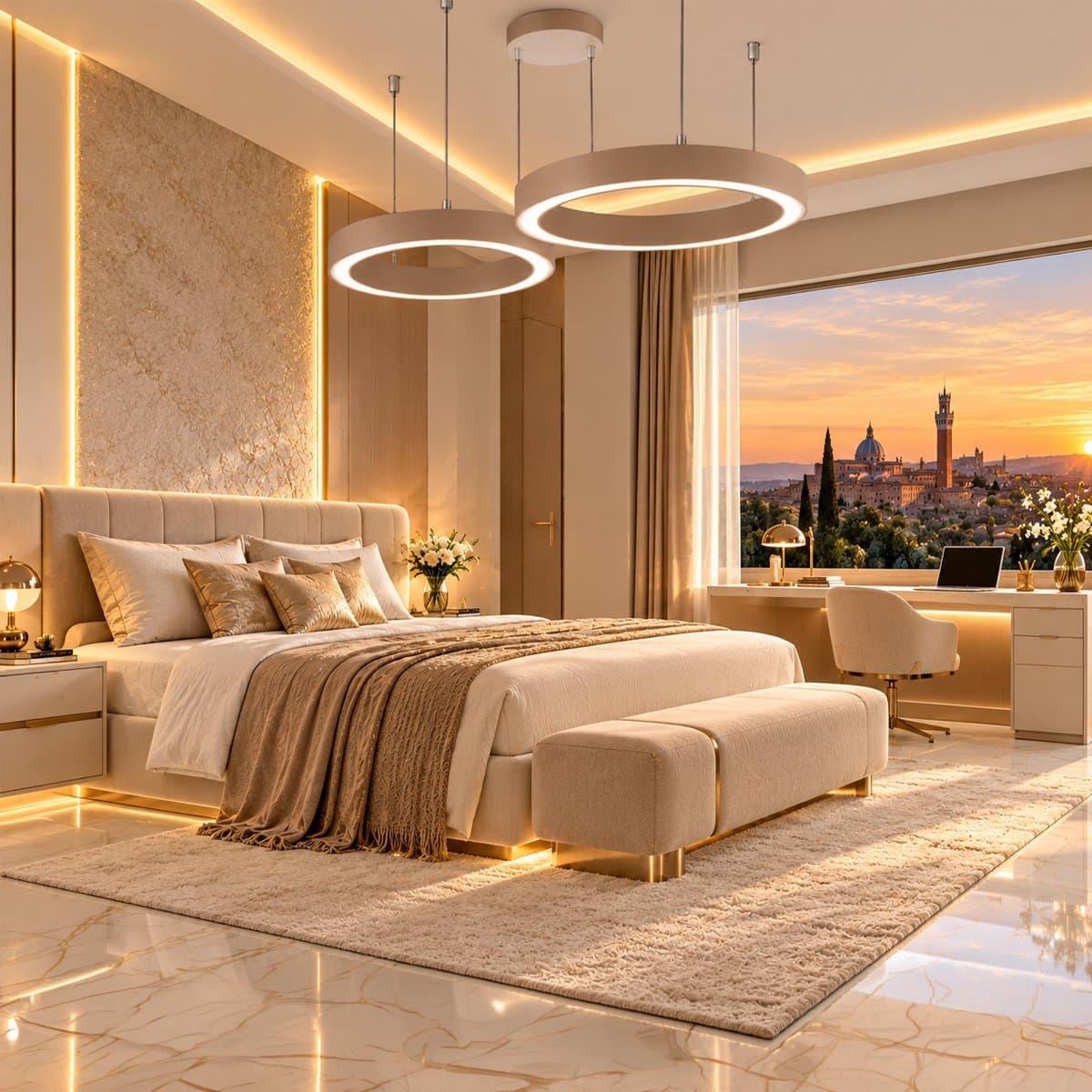 Lampadario classico Promoluce GAME BIS S60+S80 RU IN&OUT LED CCT 6500LM biemissione alluminio sabbia bagnata silicone - 2