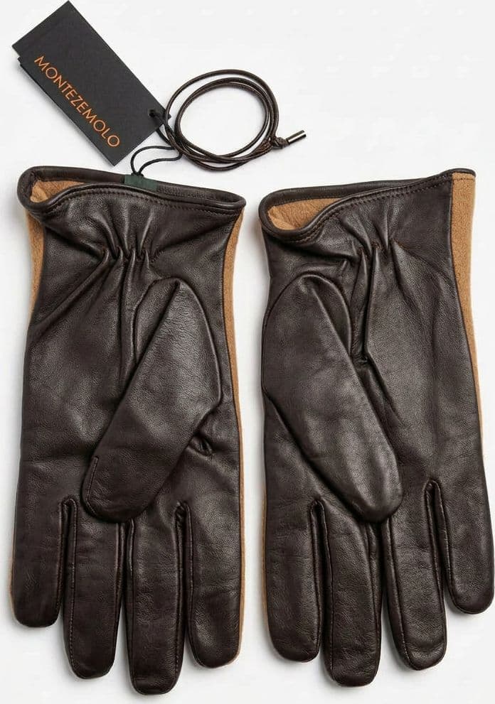 Guanti uomo Montezemolo pelle/lana testa di moro/cammello made in Italy - 3