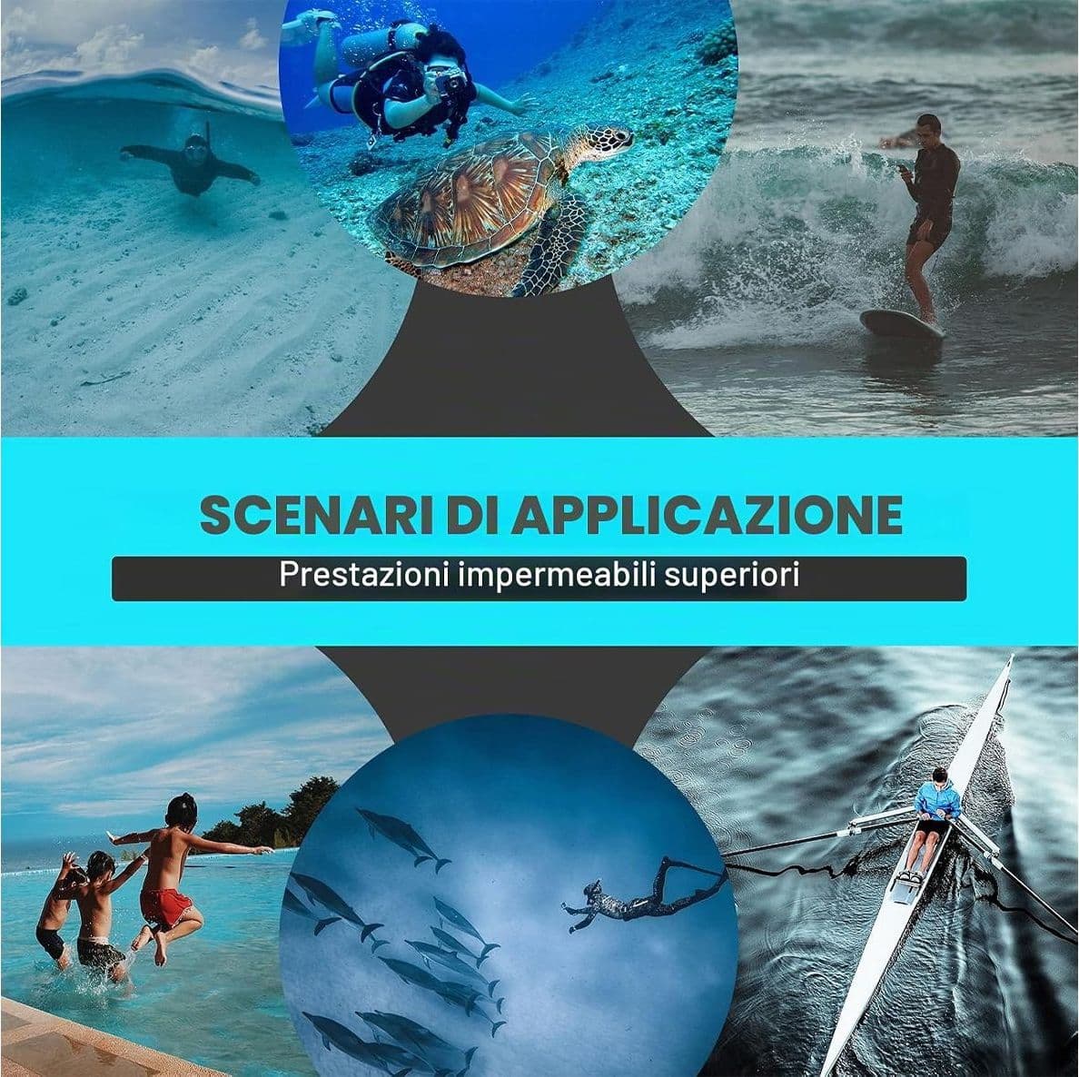 Custodia Impermeabile per GoPro Max Action Camera Case Protettivo Subacqueo 40m con Lente in Vetro Temperato Curvo e Accessori di Fissaggio Staffa - 4