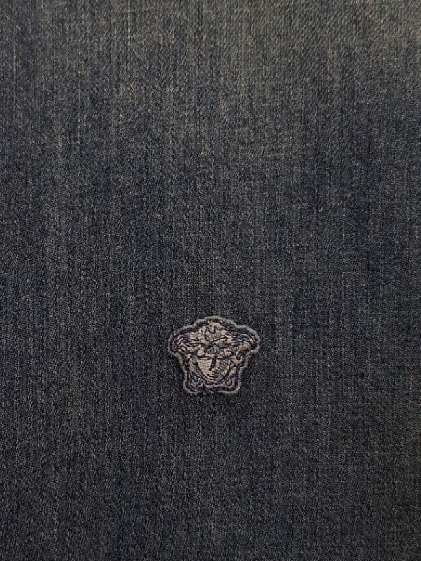 VERSACE  Camicia in Jeans Blu con Logo Ricamato - 2