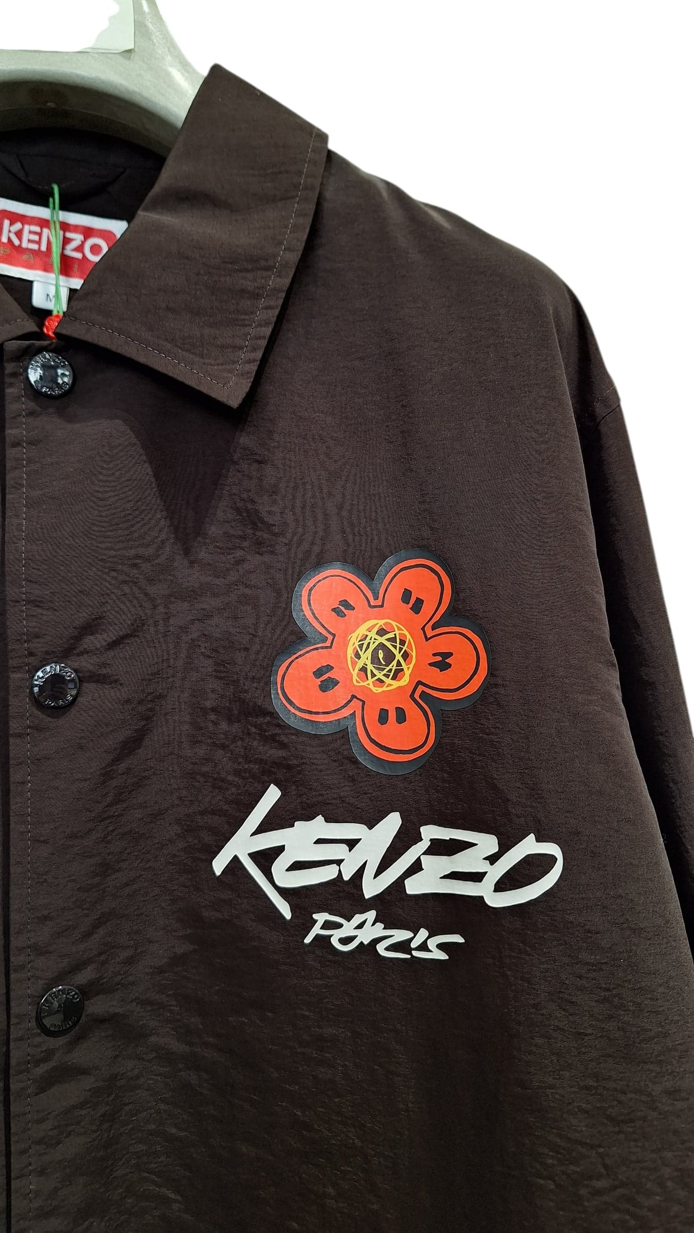 KENZO  Giacca in Tessuto Marrone con Logo e Dettagli Grafici - 2