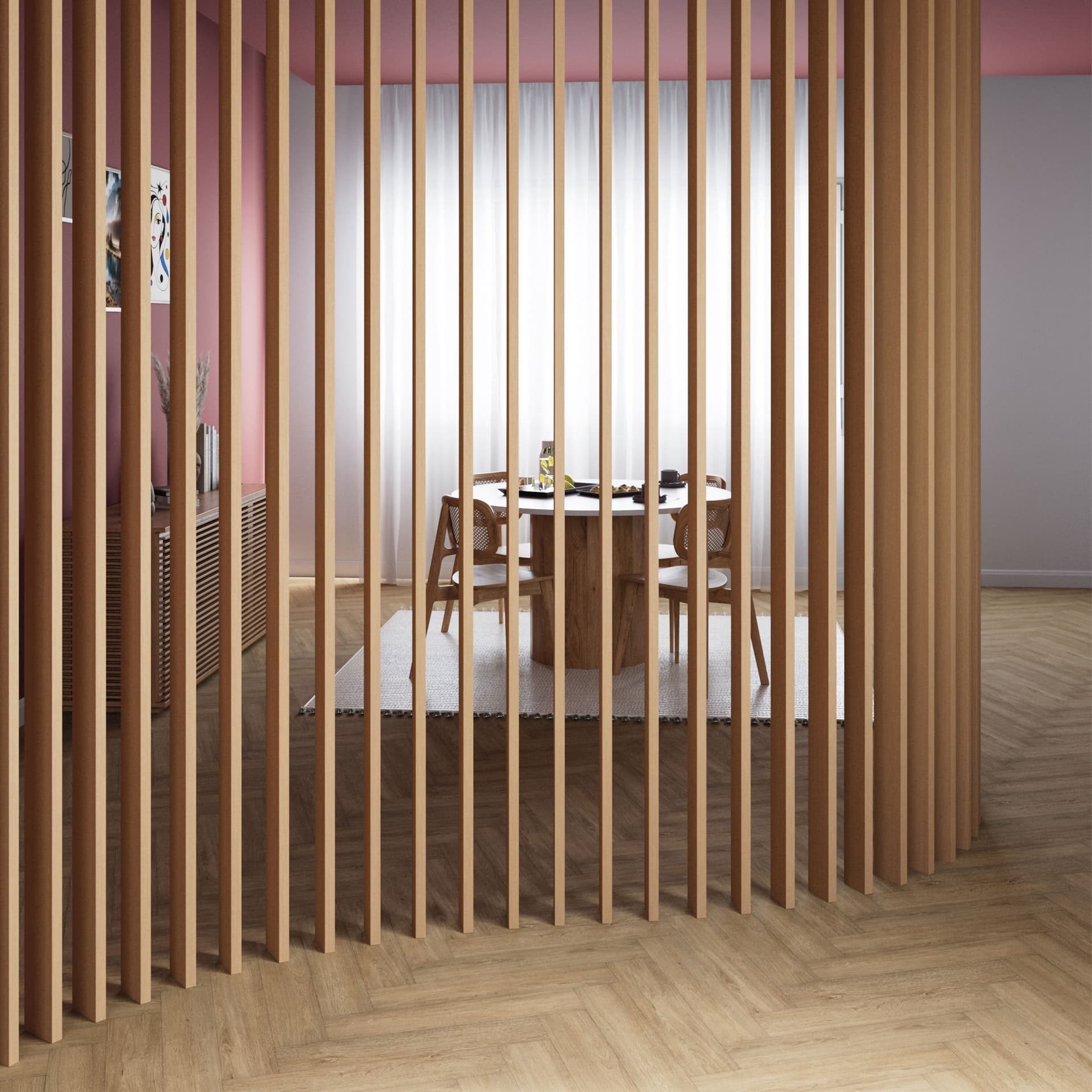 SIPA MINI Divisorio Frangiluce Separè in PVC Effetto Legno – Singole Doghe Fisse o Girevoli + accessori 50x40x2900mm - 5