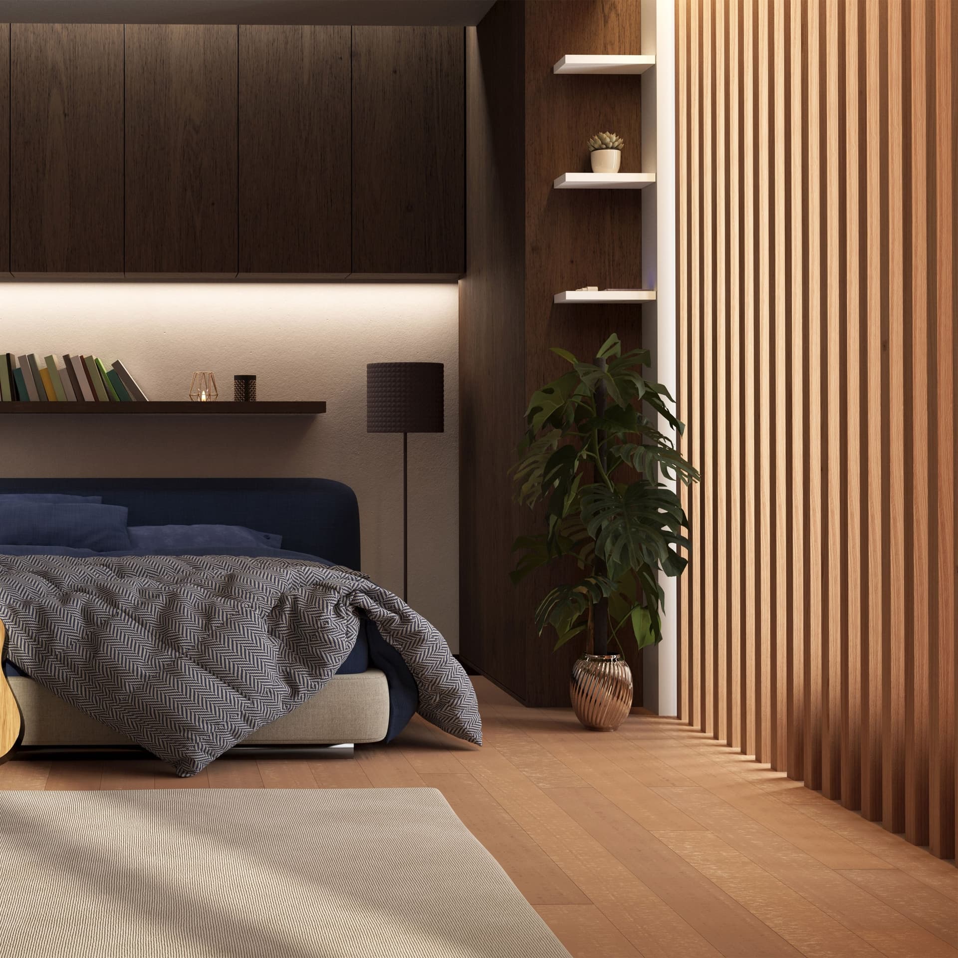 SIPA BOLD Divisorio Frangiluce Separè in PVC Effetto Legno – Singole Doghe Fisse o Girevoli + accessori 100x50x2900mm - 3