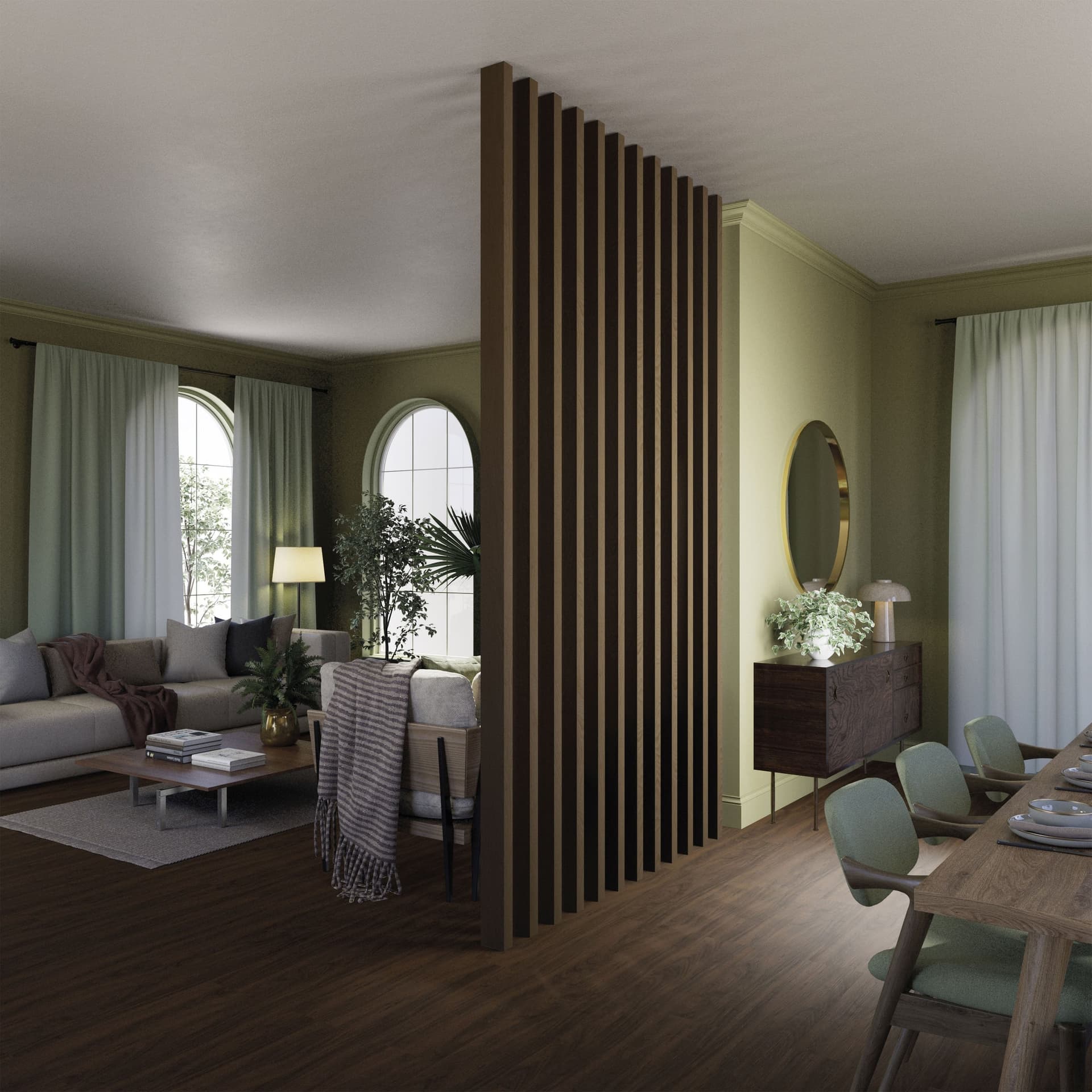 SIPA SLIM Divisorio Frangiluce Separè in PVC Effetto Legno – Singole Doghe Fisse o Girevoli + accessori 100x25x2900mm - 4