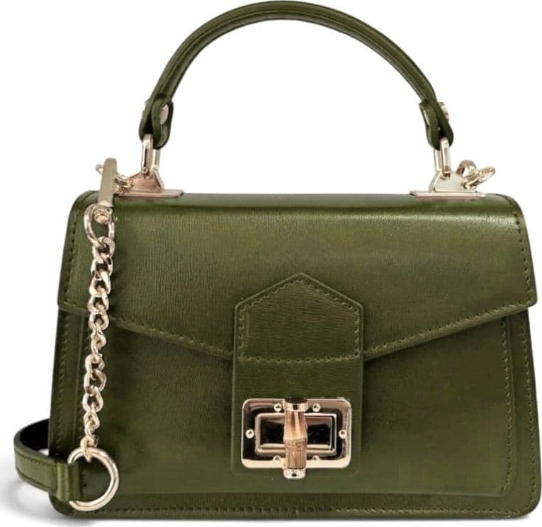Modarno Borsetta a mano/tracolla con chiusura a girello bambù in vera pelle 20x6x13 cm - 15