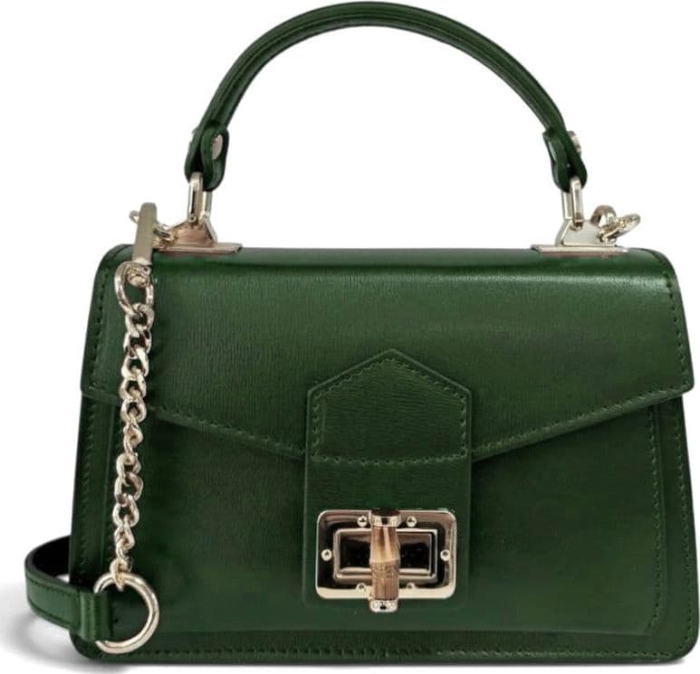Modarno Borsetta a mano/tracolla con chiusura a girello bambù in vera pelle 20x6x13 cm - 16