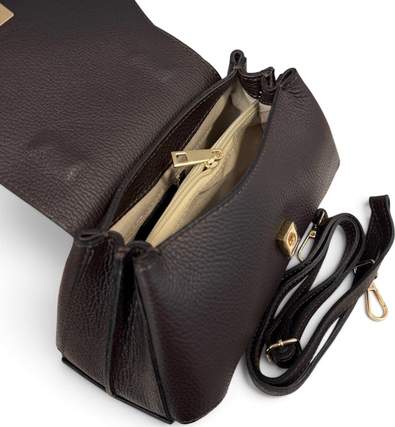 Modarno Borsa a mano e tracolla "Alis" in vera pelle martellata 26x12x15 cm - 5