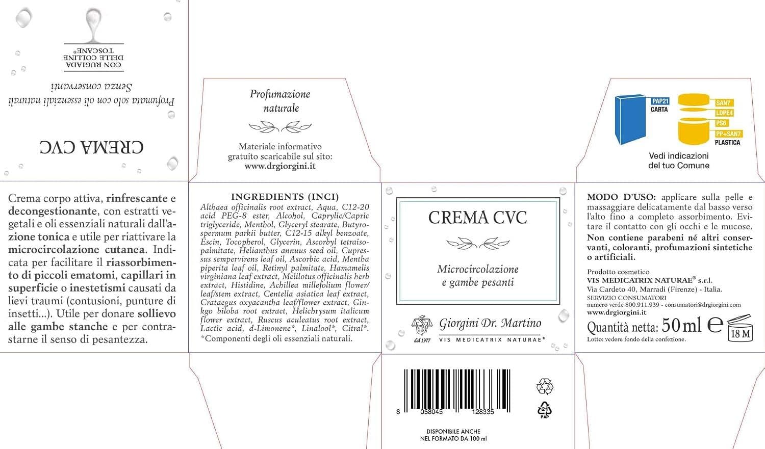 CREMA CVC - 50 ml (crema corpo con estratti vegetali ed oli essenziali naturali e utile per riattivare la microcircolazione) - 2
