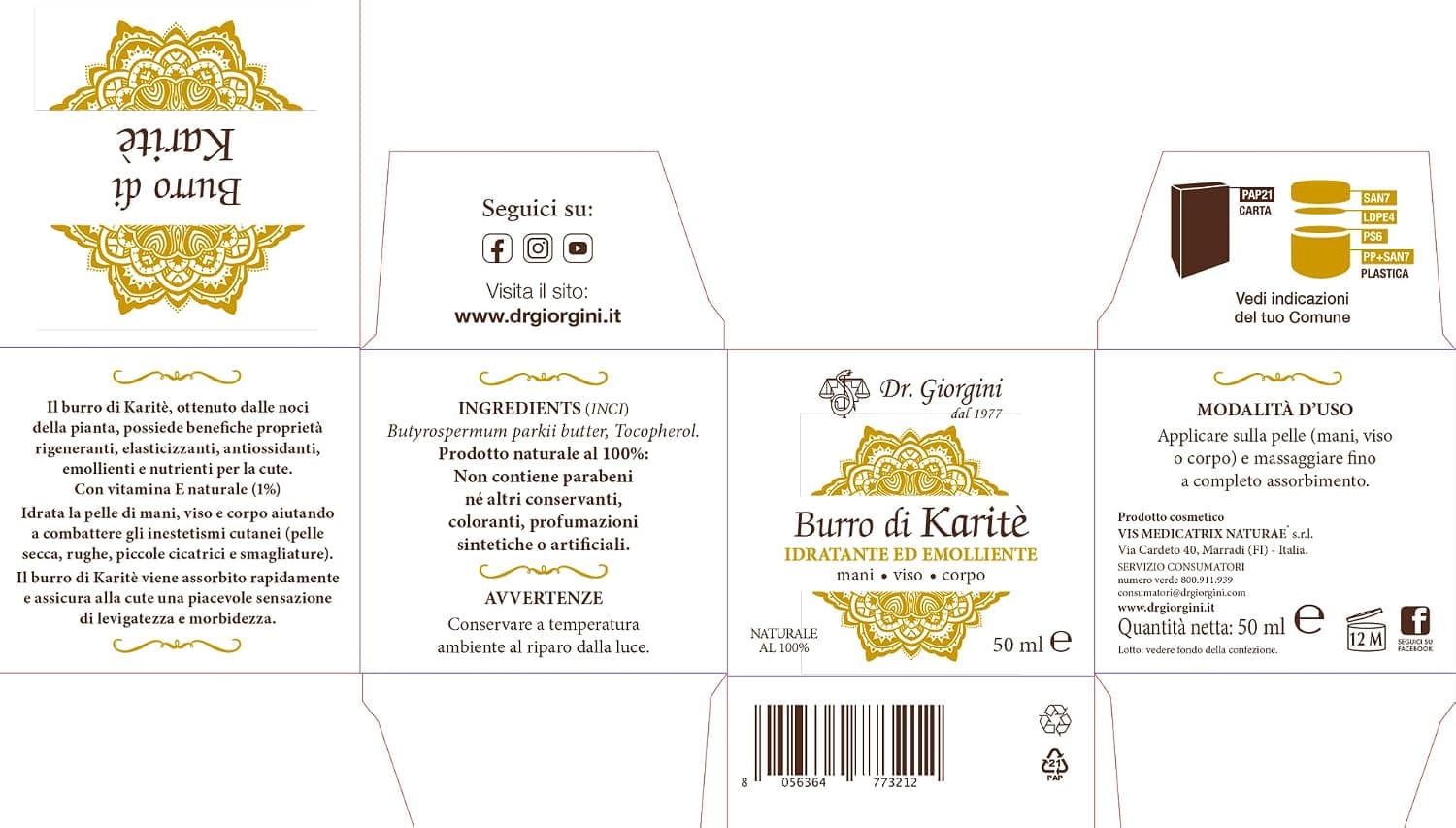 Dr. Giorgini Burro di Karité - 50 ml, 1 - 2